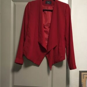 Love Tree Red Blazer Asymmetrical Waterfall Lapel